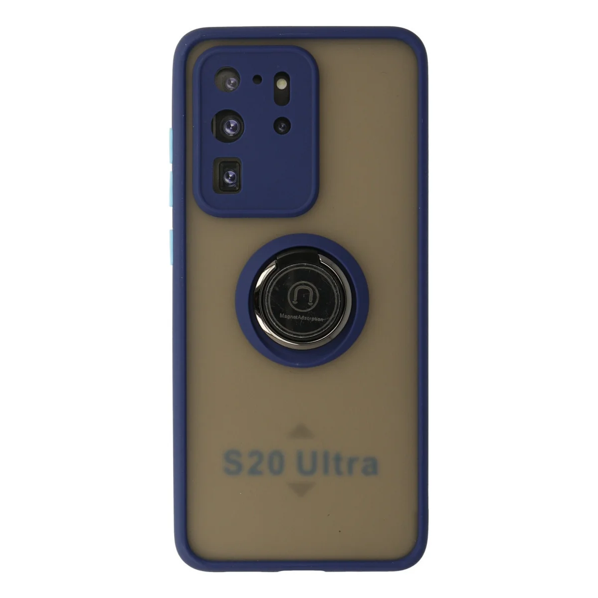Galaxy S20 Ultra Kılıf Montreal Yüzüklü Silikon Kapak - Lacivert