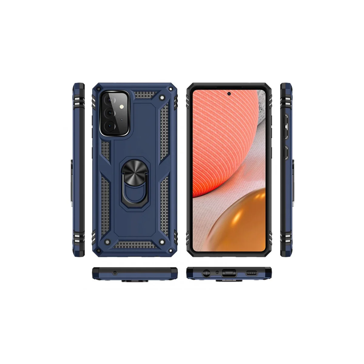 Galaxy A72 Kılıf Sofya Yüzüklü Silikon Kapak - Lacivert