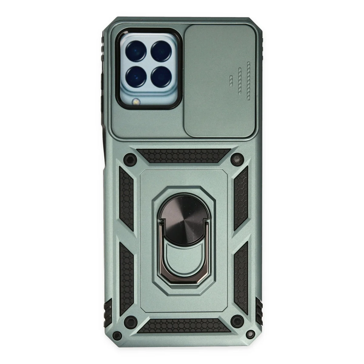 Galaxy M33 Kılıf Pars Lens Yüzüklü Silikon - Yeşil