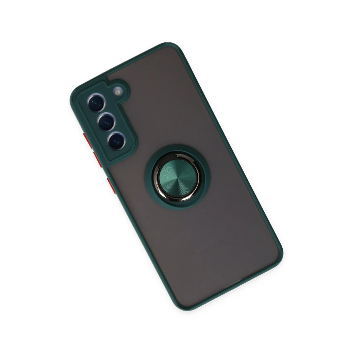 Galaxy S21 FE Kılıf Montreal Yüzüklü Silikon Kapak - Yeşil