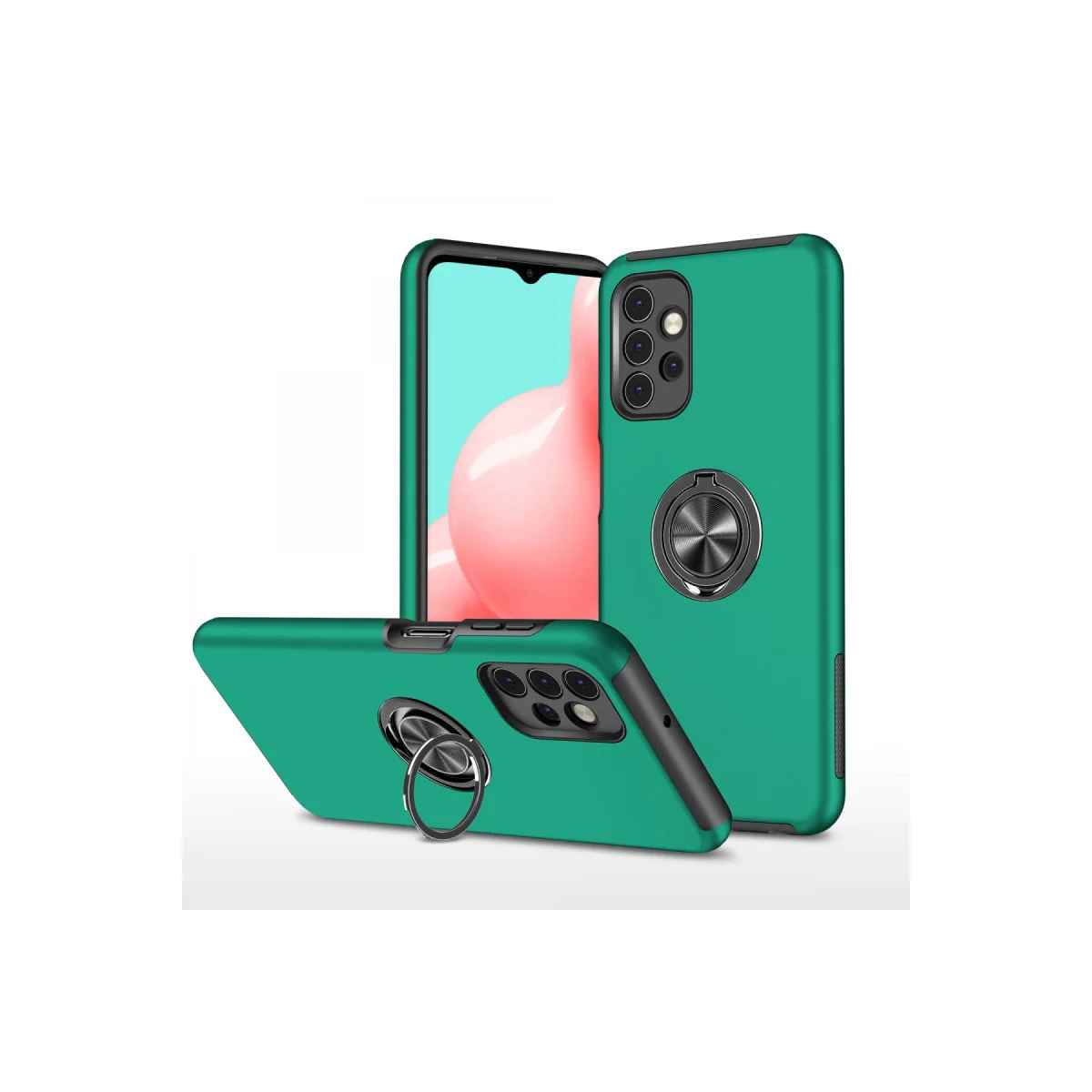 Galaxy A72 Kılıf Elit Yüzüklü Kapak - Yeşil