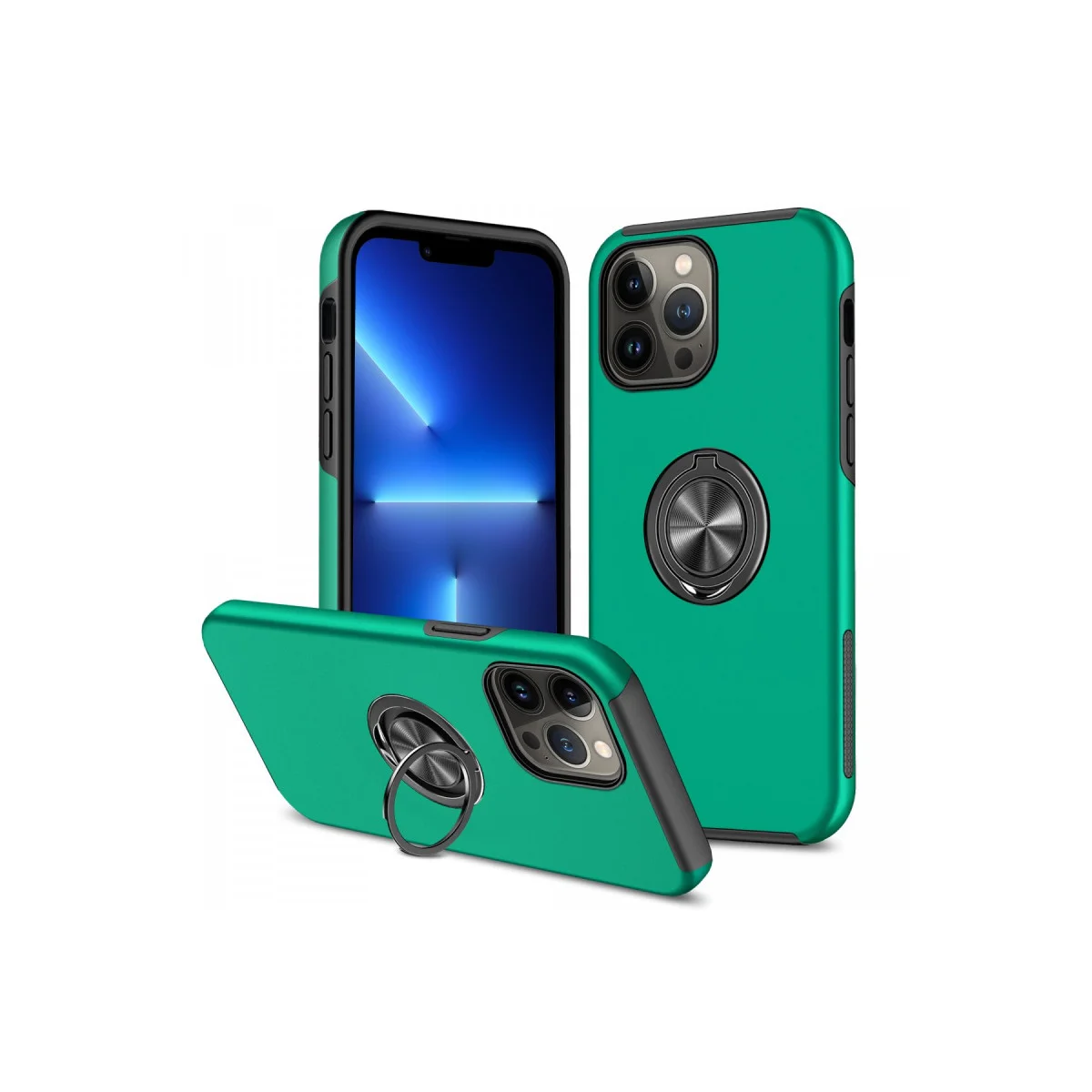 iPhone 13 Pro Kılıf Elit Yüzüklü Kapak - Yeşil