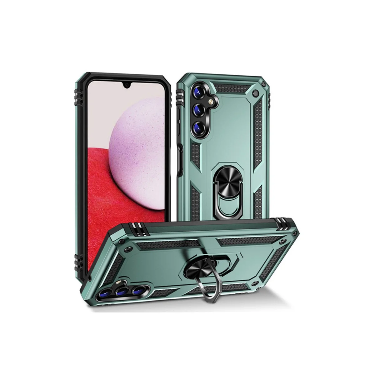 Galaxy A04S Kılıf Sofya Yüzüklü Silikon Kapak - Yeşil
