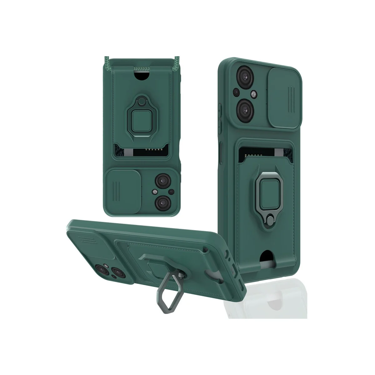 Poco M5 Kılıf Zuma Kartvizitli Yüzüklü Silikon - Yeşil