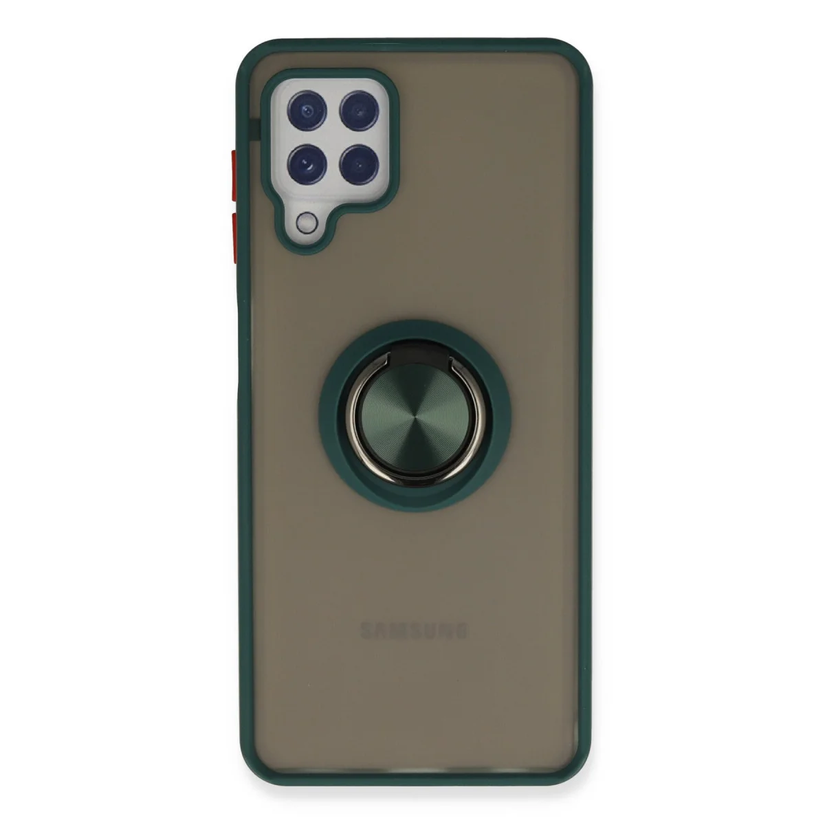 Galaxy A22 Kılıf Montreal Yüzüklü Silikon Kapak - Yeşil