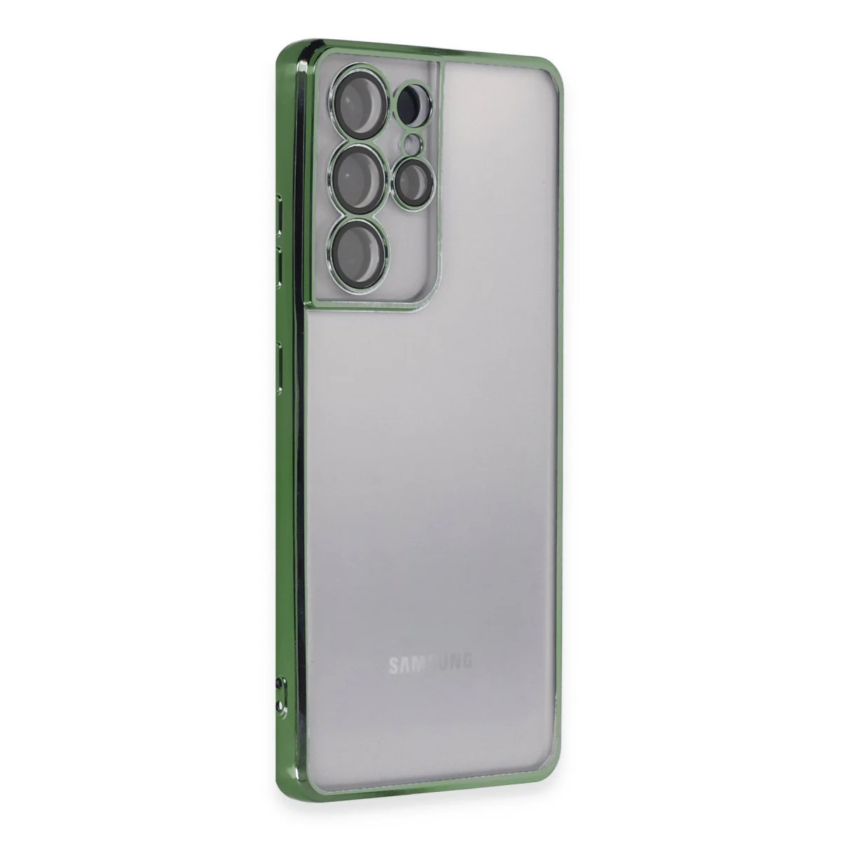 Galaxy S21 Ultra Kılıf Razer Lensli Silikon - Yeşil