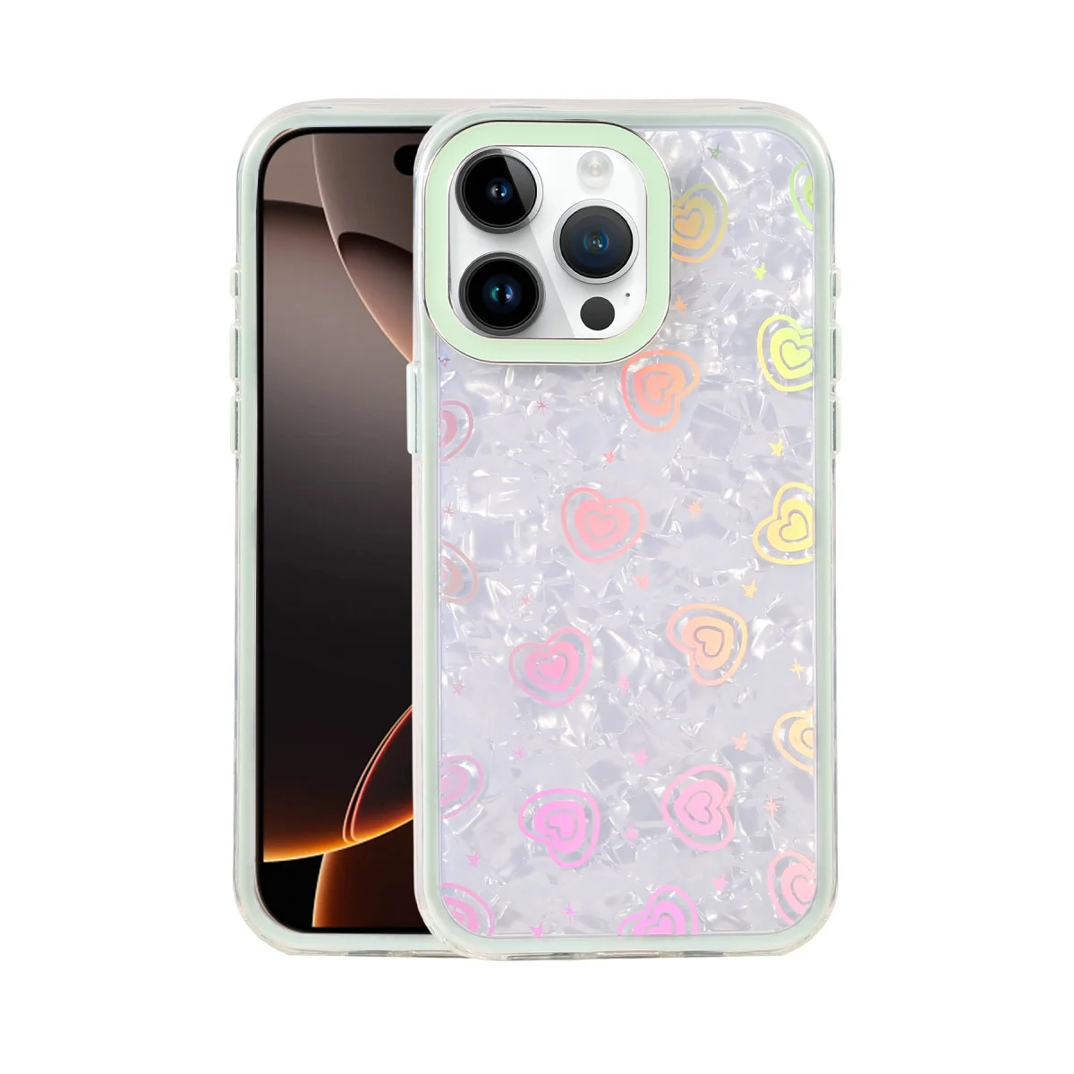 iPhone 15 Pro Max Lumi Desenli Kapak - Yeşil