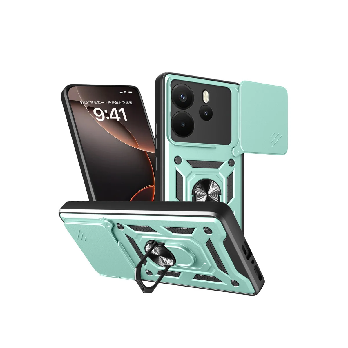 Redmi Note 14 4G Pars Lens Yüzüklü Silikon - Yeşil