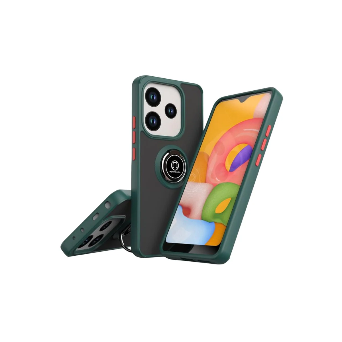 Redmi Note 14 4G Montreal Yüzüklü Silikon Kapak - Yeşil