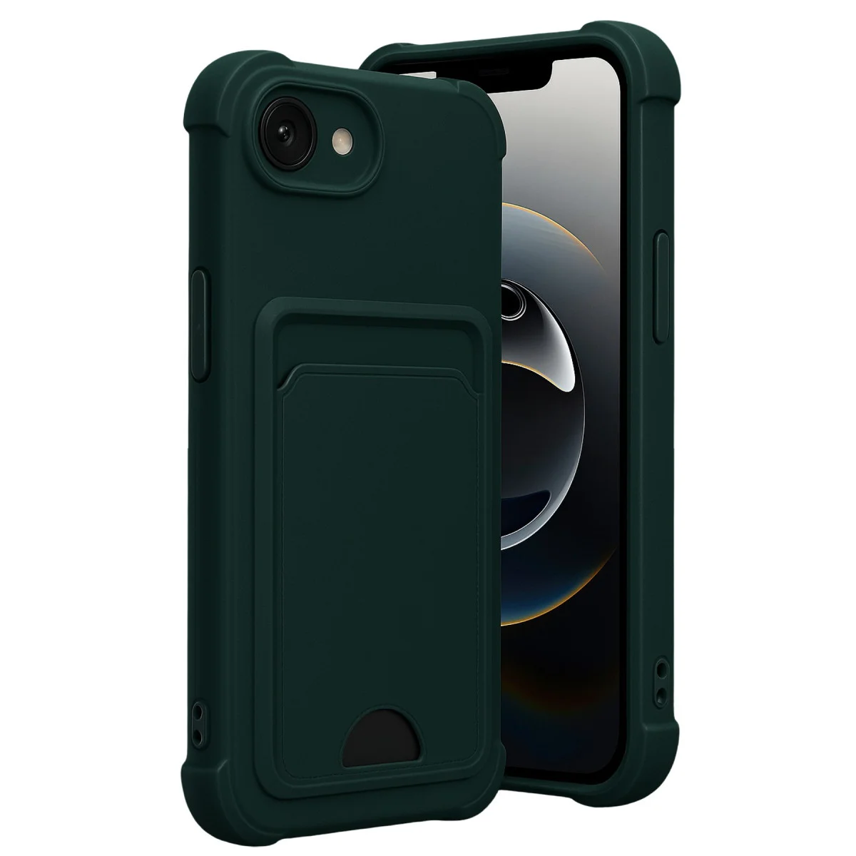 iPhone 16E Kelvin Kartvizitli Silikon - Koyu Yeşil