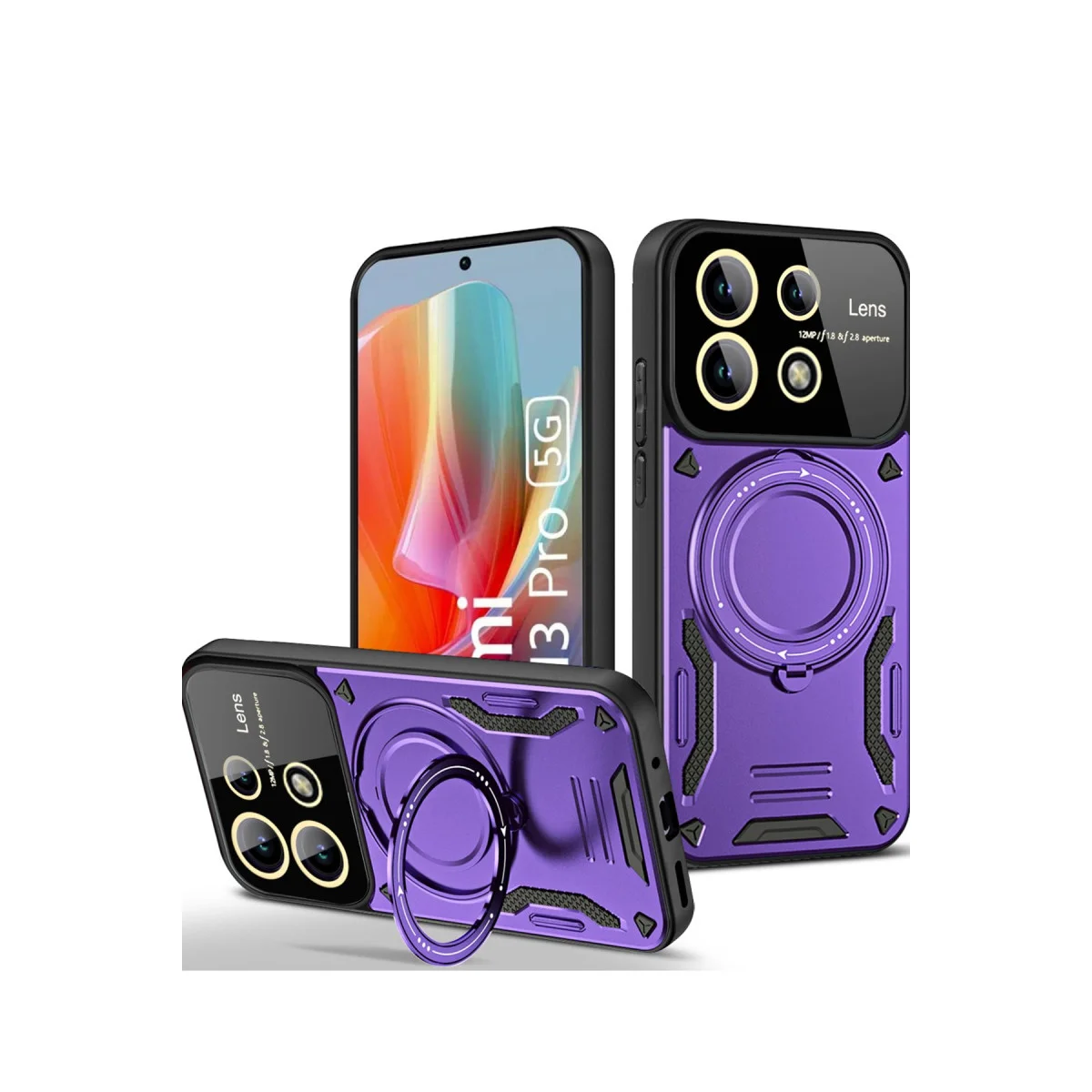 Redmi Note 13 Pro 5G Kılıf Joy Lens Standlı Kapak - Mor
