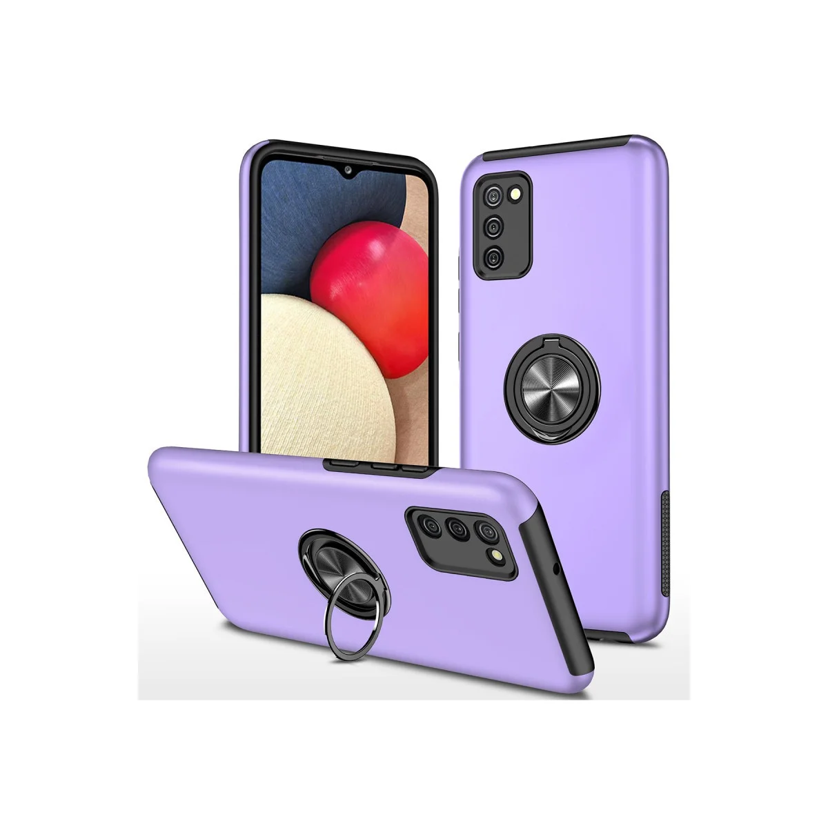 Galaxy A02S Kılıf Elit Yüzüklü Kapak - Mor
