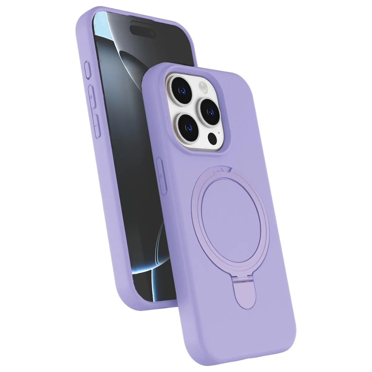 iPhone 15 Pro Max Regal Magsafe Standlı Kapak - Lila