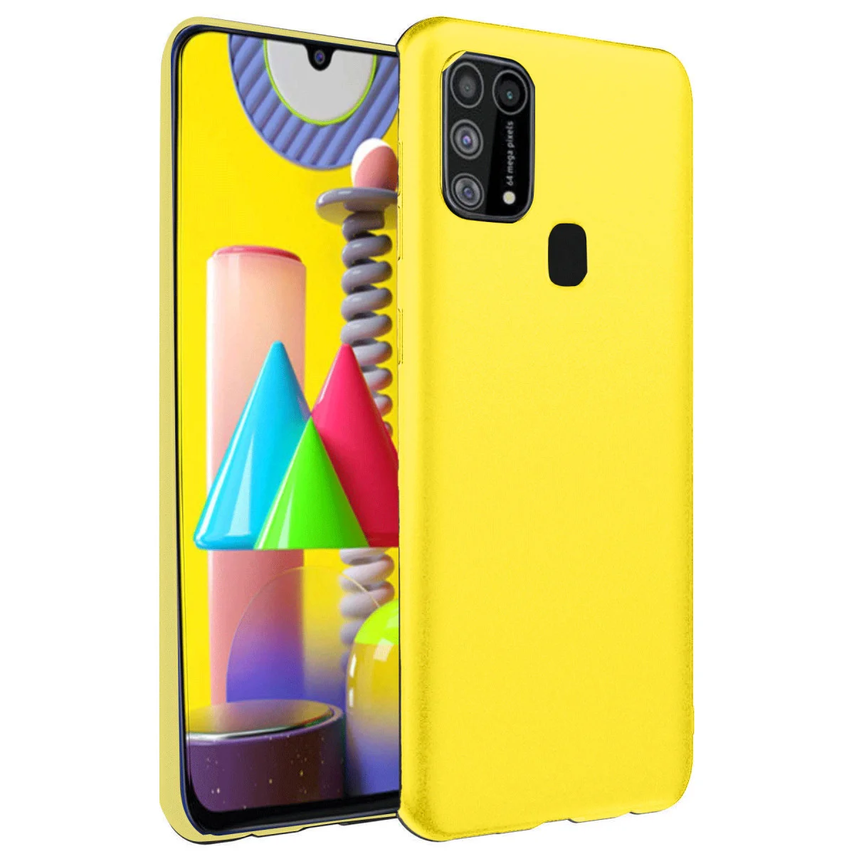 Galaxy M31 Kılıf Nano içi Kadife Silikon - Sarı