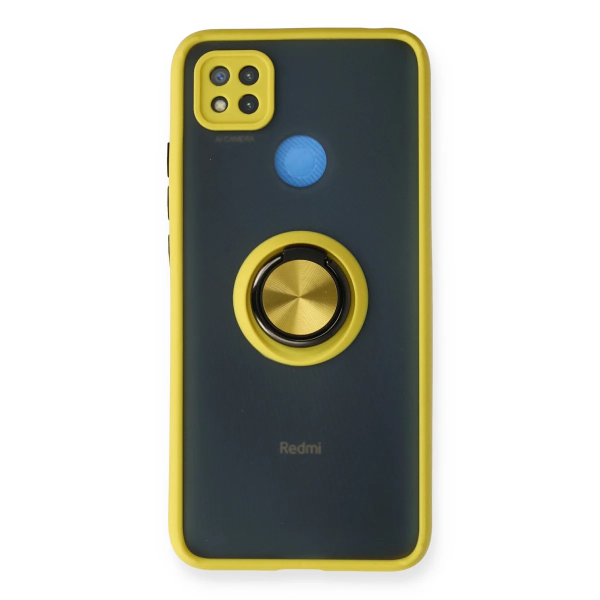 Redmi 9C Kılıf Montreal Yüzüklü Silikon Kapak - Sarı