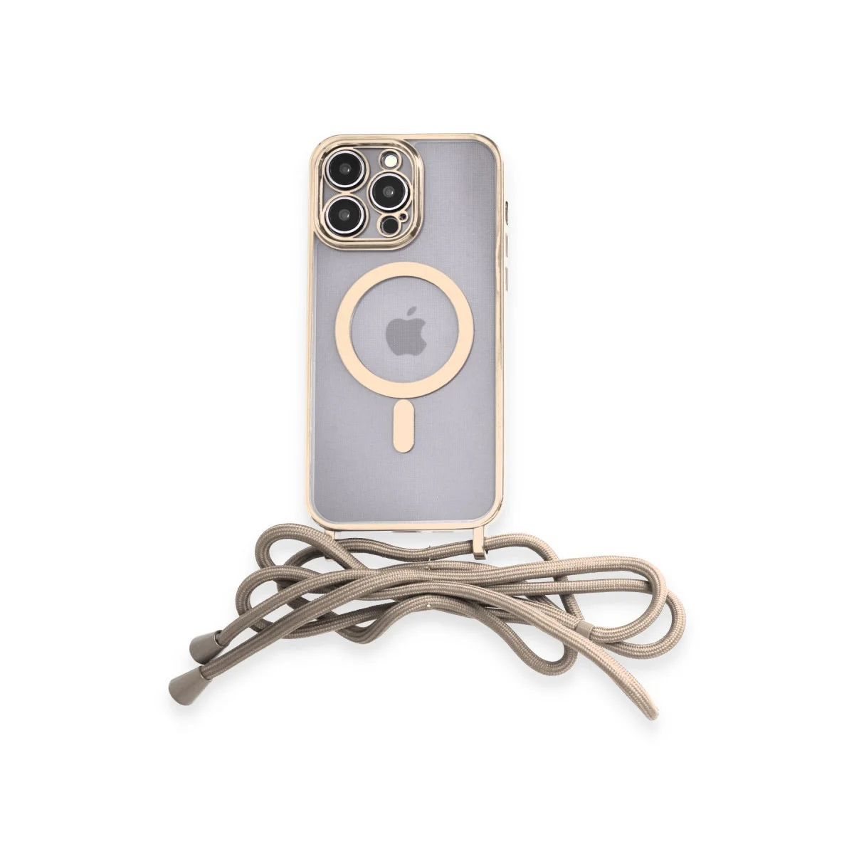 iPhone 13 Pro Kılıf Divo Lazer Askılı Magsafe Kapak - Gold