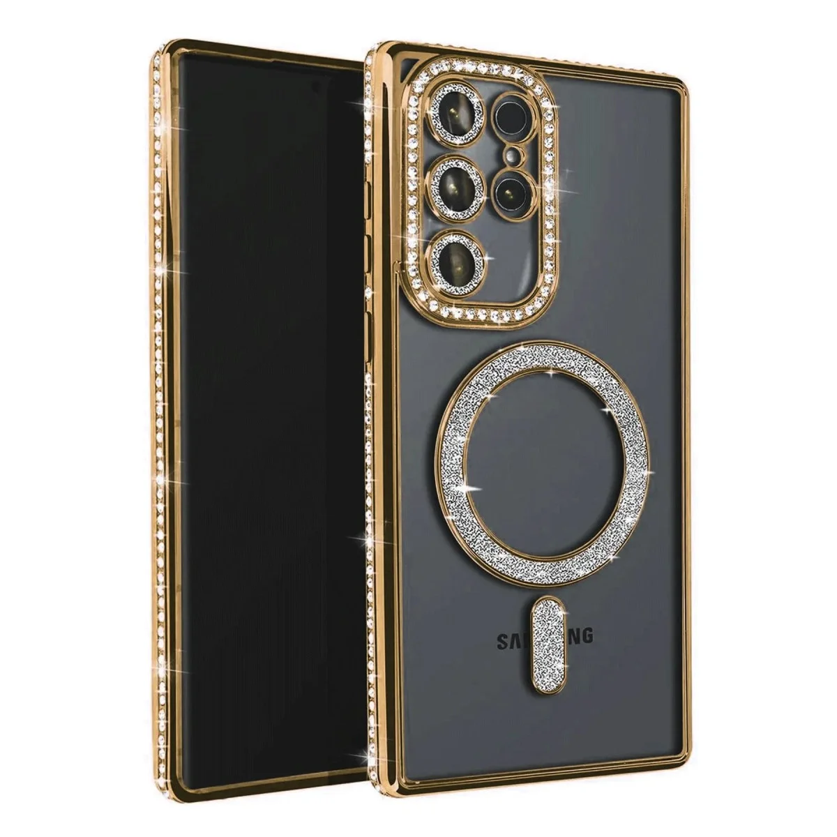 Galaxy S23 Ultra Joke Simli Magneticsafe Kılıf - Gold