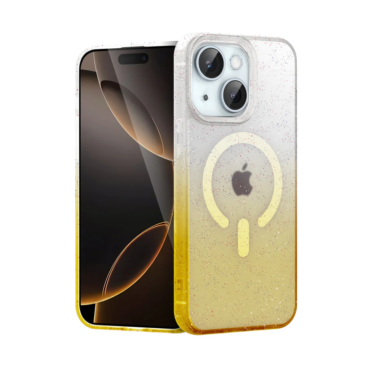 iPhone 15 Pummel Shiny Magsafe Kapak - Gold