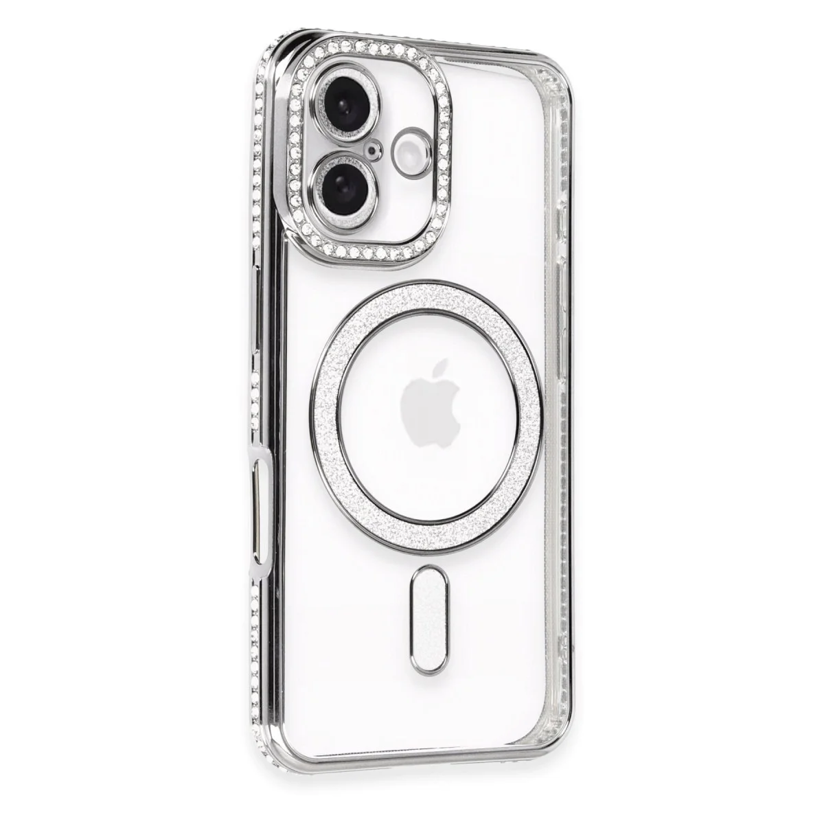 iPhone 16 Plus Kılıf Joke Simli Magneticsafe Kılıf - Gri