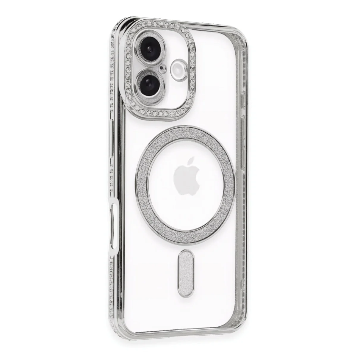 iPhone 16 Kılıf Joke Simli Magneticsafe Kılıf - Gümüş