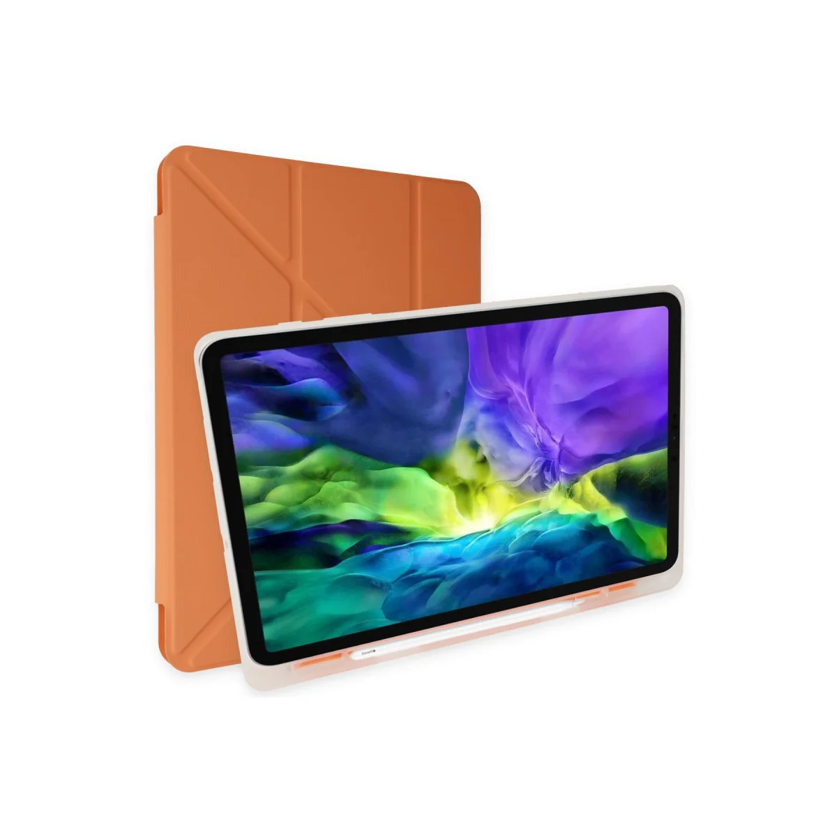 iPad 9.7 (2018) Kılıf Kalemlikli Mars Tablet Kılıfı - Turuncu