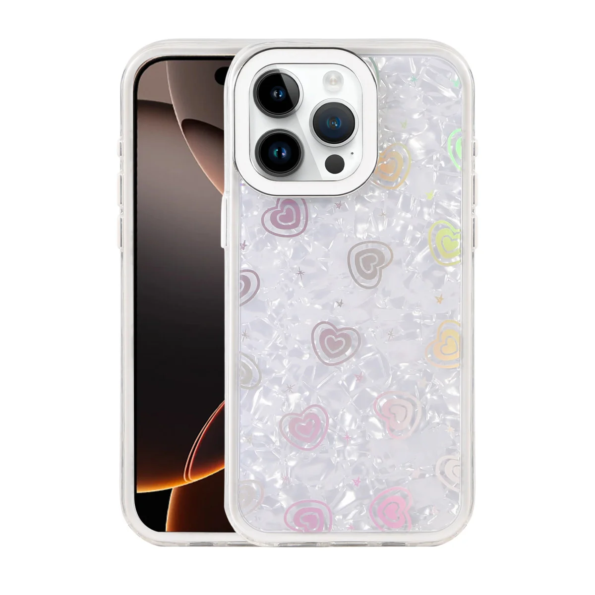 iPhone 14 Pro Max Lumi Desenli Kapak - Beyaz