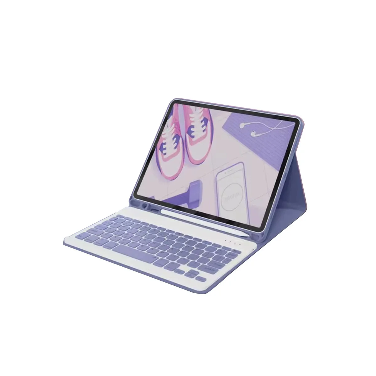 iPad Pro 11 (2022) Kılıf KC01 Smart Klavyeli Tablet Kılıfı - Derin Mor