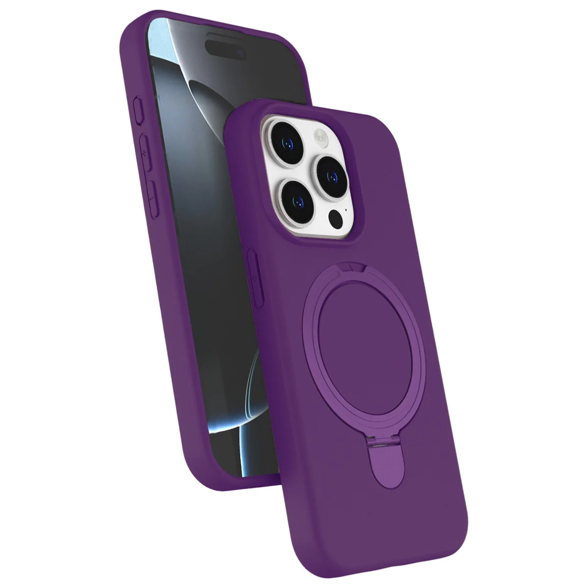 iPhone 14 Pro Max Regal Magsafe Standlı Kapak - Derin Mor