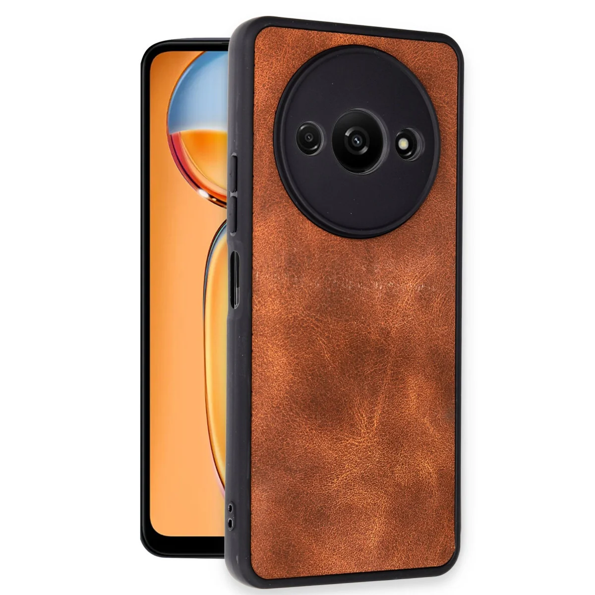Redmi A3 4G Kılıf Aras Deri Kapak - Taba