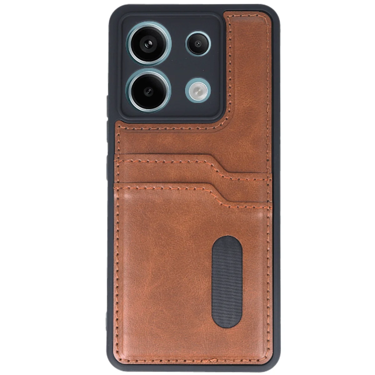 Redmi Note 13 Pro 4G Kılıf Sara Kartvizitli Deri Kılıf - Taba