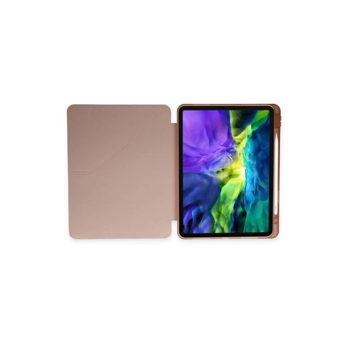 iPad 10.2 (8.nesil) Kılıf Kalemlikli Hugo Tablet Kılıfı - Rose Gold