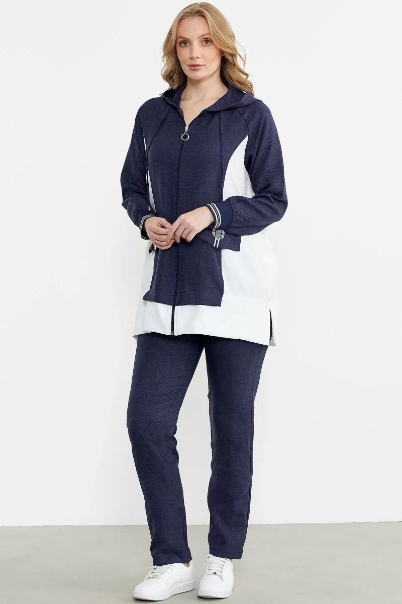 Sementa 76448 Keten Görünümlü Kapüşonlu Tunik Takım