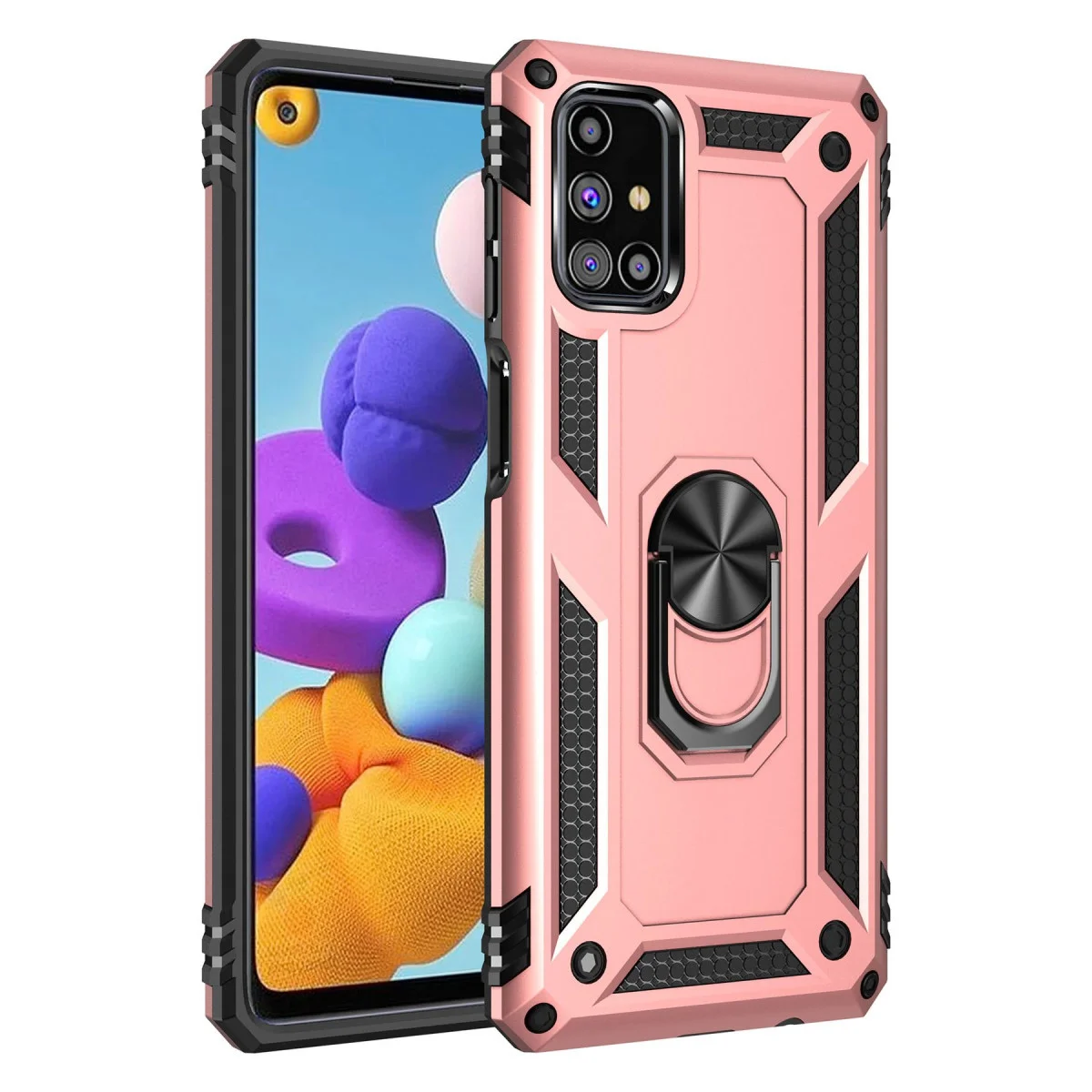 Galaxy M51 Kılıf Sofya Yüzüklü Silikon Kapak - Rose