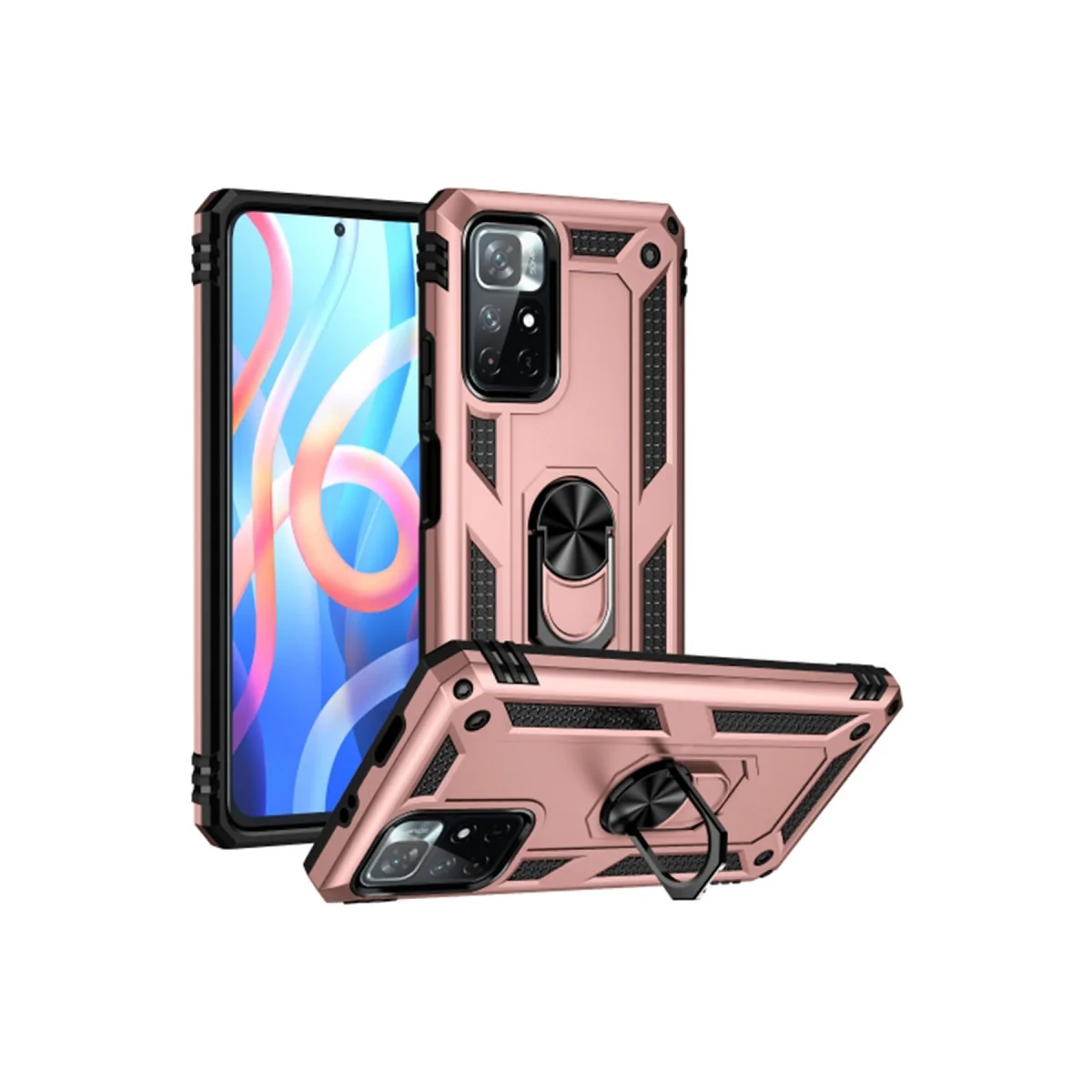 Redmi Note 11T Kılıf Sofya Yüzüklü Silikon Kapak - Rose