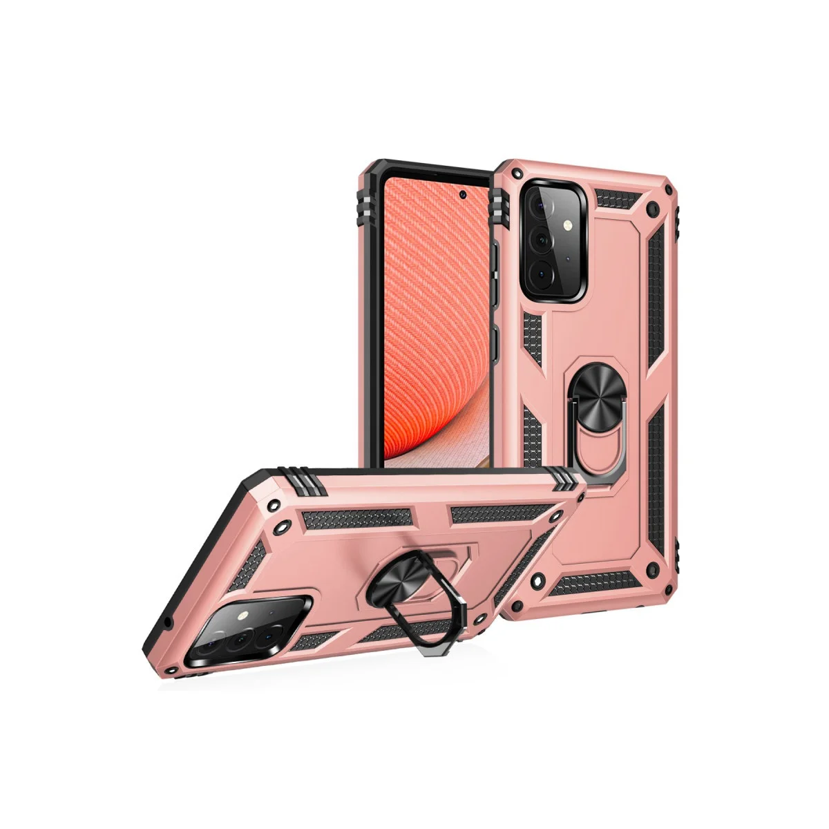 Galaxy A72 Kılıf Sofya Yüzüklü Silikon Kapak - Rose