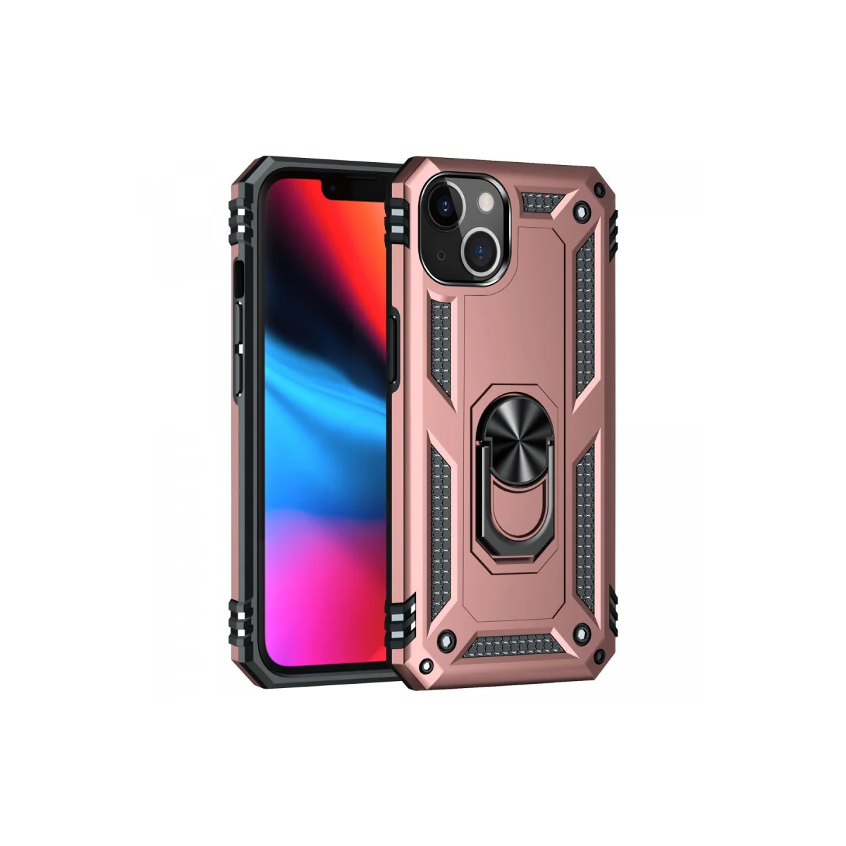 iPhone 14 Plus Kılıf Sofya Yüzüklü Silikon Kapak - Rose
