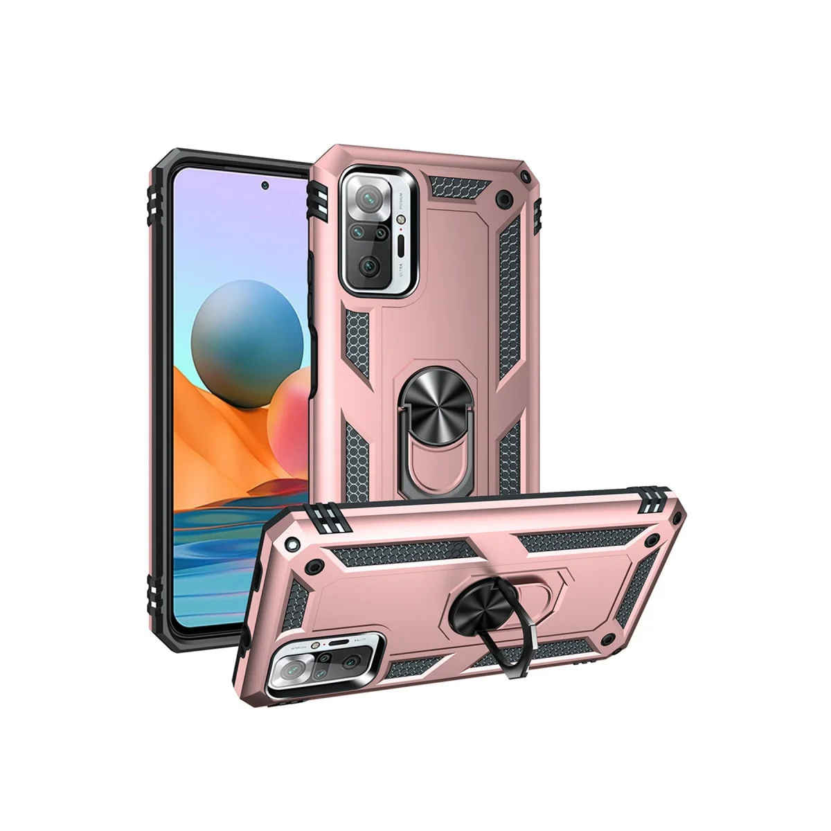 Redmi Note 10 Pro Kılıf Sofya Yüzüklü Silikon Kapak - Rose