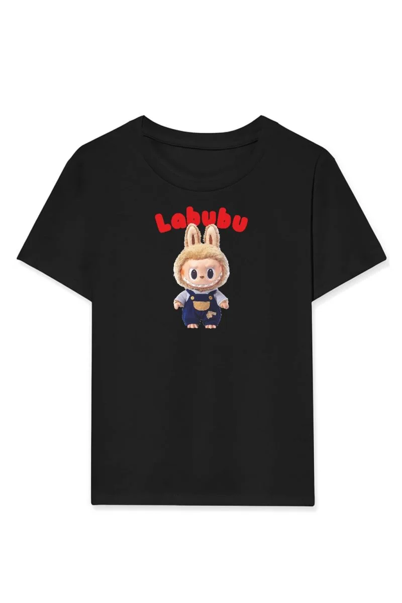 Kız Labubu Çocuk Baskılı T-Shirt - Beyaz