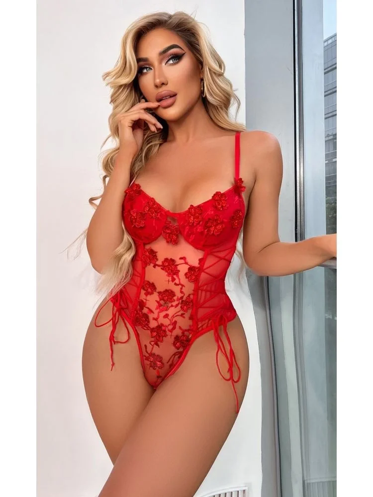 For Dreams 8423 Çiçekli Fantezi Bodysuit
