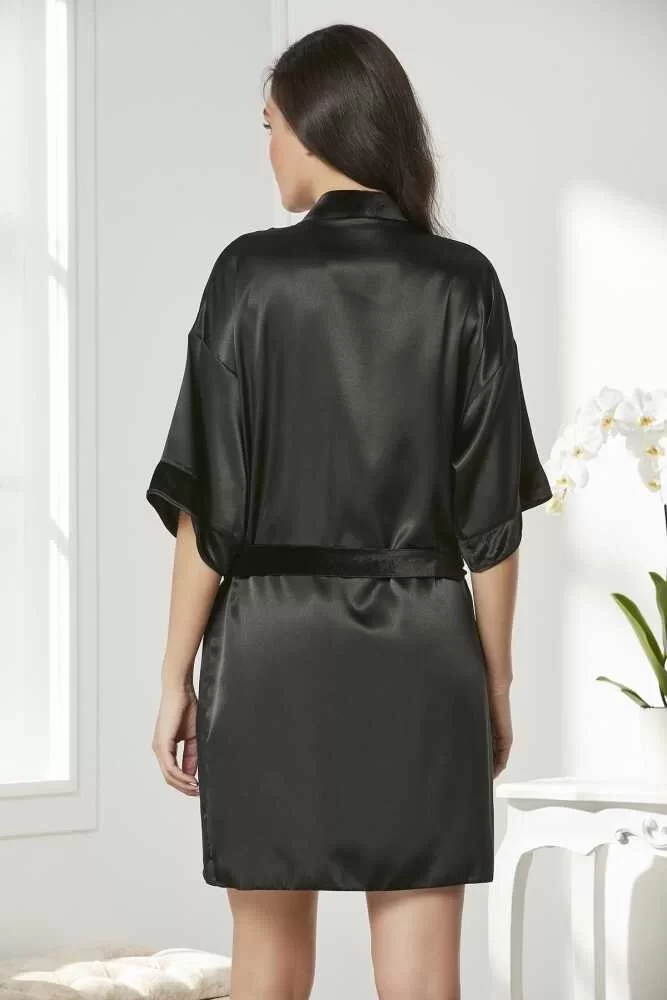 Pierre Cardin 4045 Kadife Saten Dantelli Gecelik ve Sabahlık Takımı
