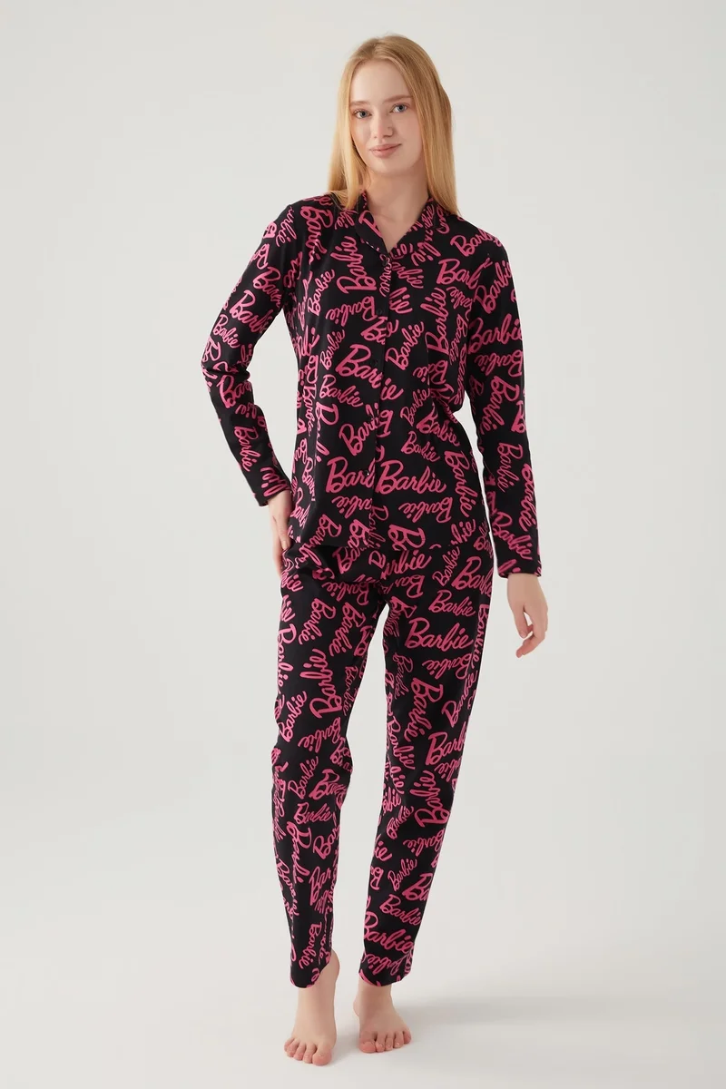 Barbie 1767-S Kadın Gömlek Yaka Pijama Takımı