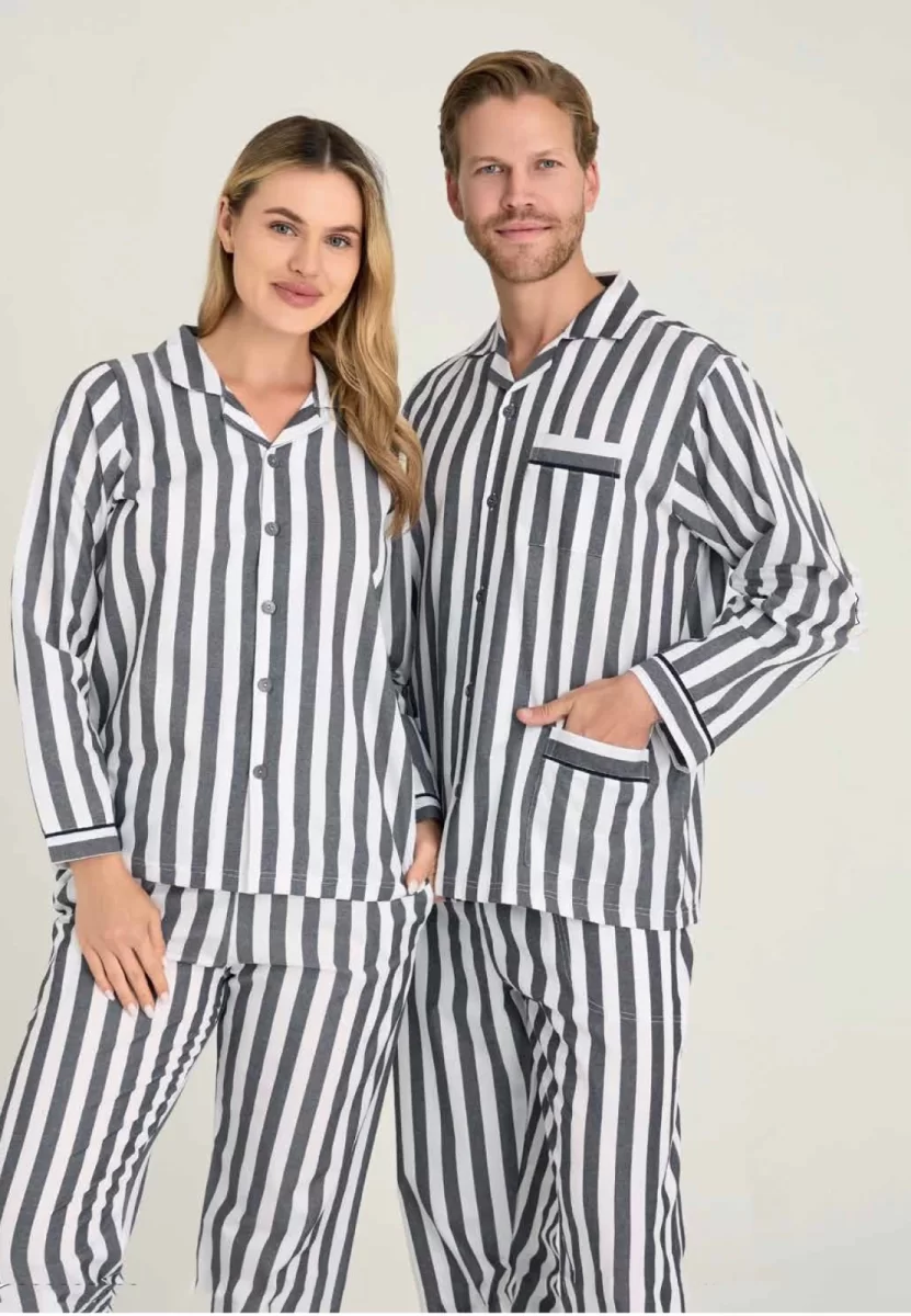 Freshness 4007 Kadın Uzun Kol Çizgili Gaffuriye Pijama Takımı