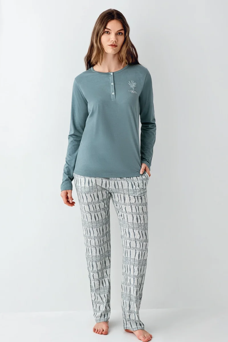Arnetta 3406-X Kadın Battal Uzun Kol Pijama Takım