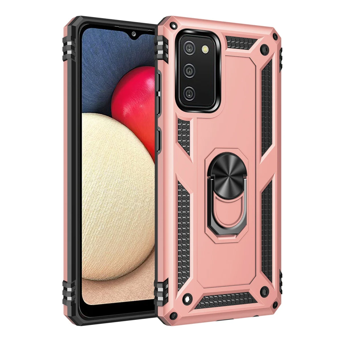 Galaxy A03S Kılıf Sofya Yüzüklü Silikon Kapak - Rose