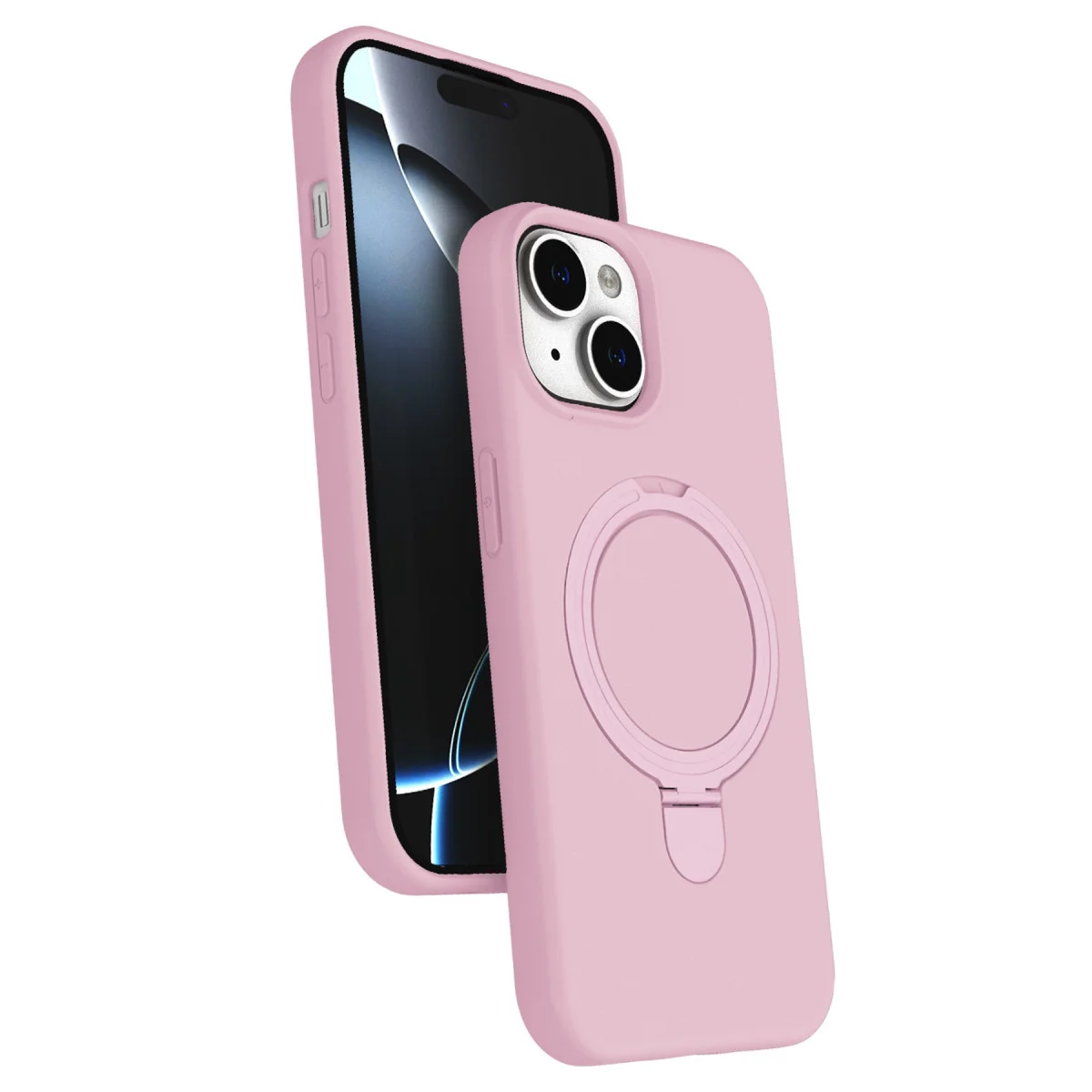 iPhone 15 Regal Magsafe Standlı Kapak - Açık Pembe