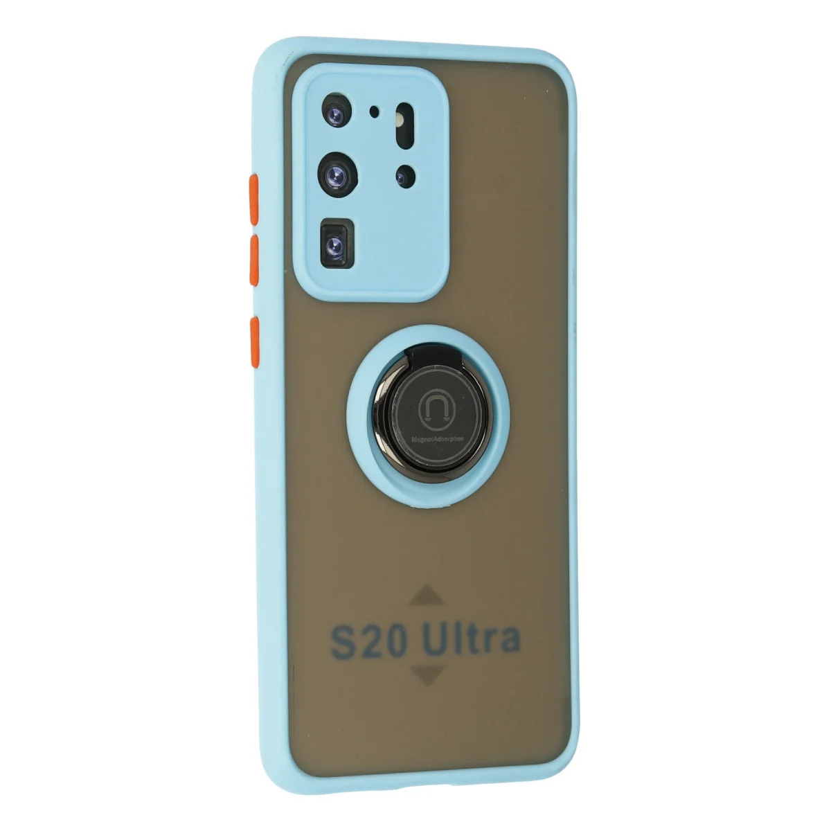 Galaxy S20 Ultra Kılıf Montreal Yüzüklü Silikon Kapak - Buz Mavi