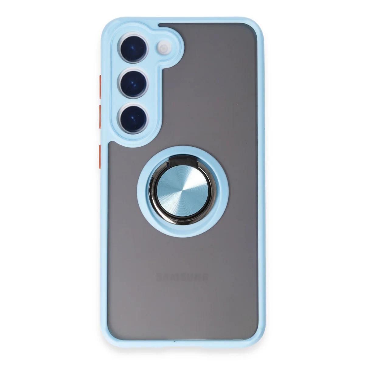 Galaxy S23 Kılıf Montreal Yüzüklü Silikon Kapak - Buz Mavi