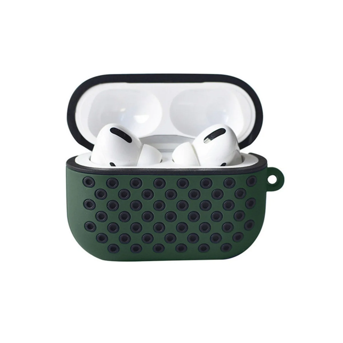 Airpods Pro 2 (2.nesil) Spor Delikli Kılıf - Haki Yeşil-Siyah