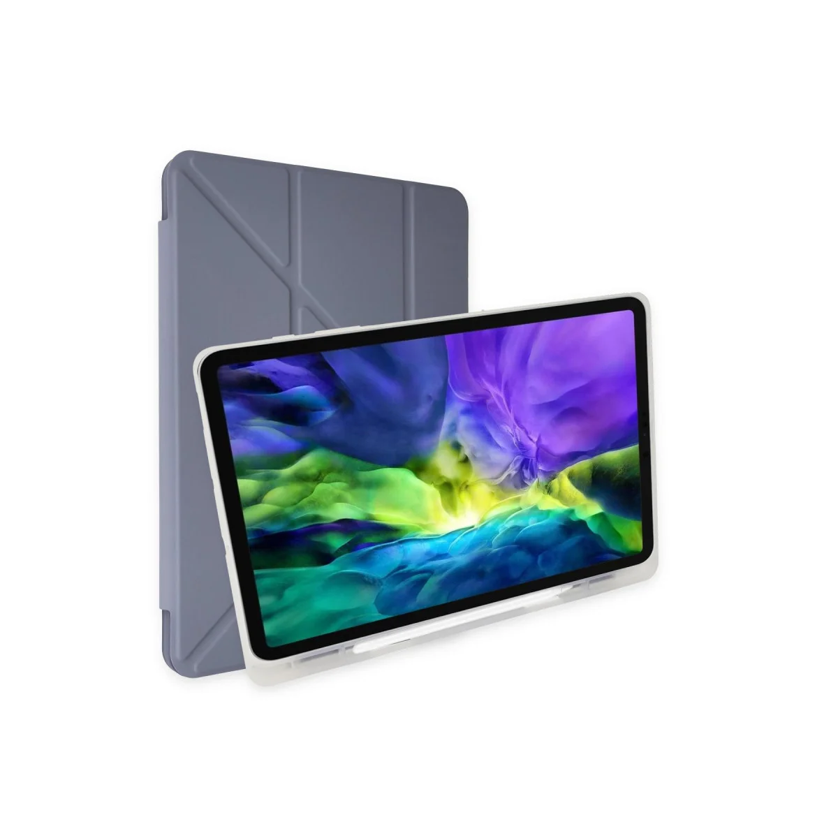 iPad Pro 12.9 (2021) Kılıf Kalemlikli Mars Tablet Kılıfı - Lavender