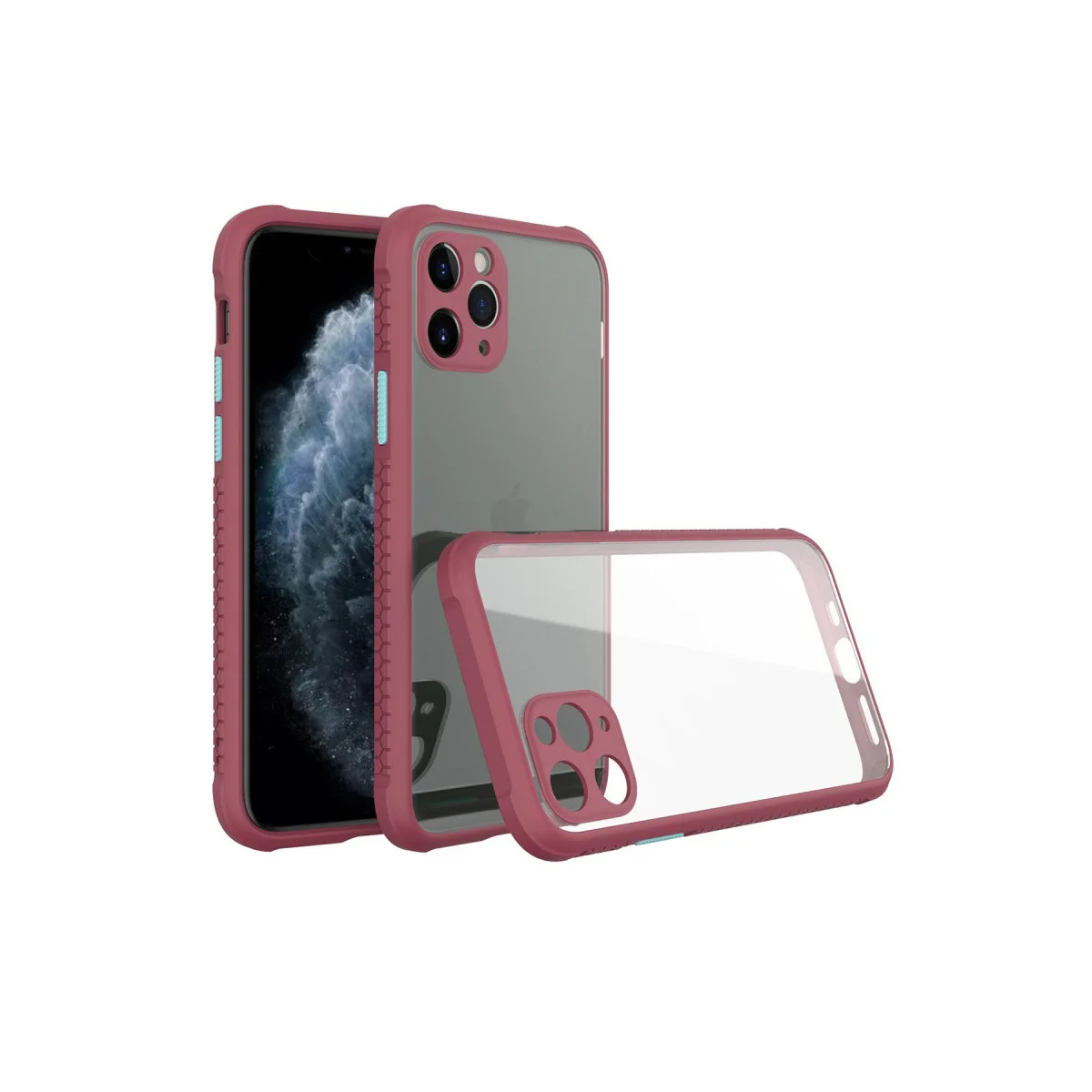 iPhone 11 Pro Max Kılıf Miami Şeffaf Silikon - Fuşya